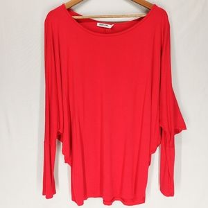 LOCK & LOVE Batwing Blouse Red Sz XXL